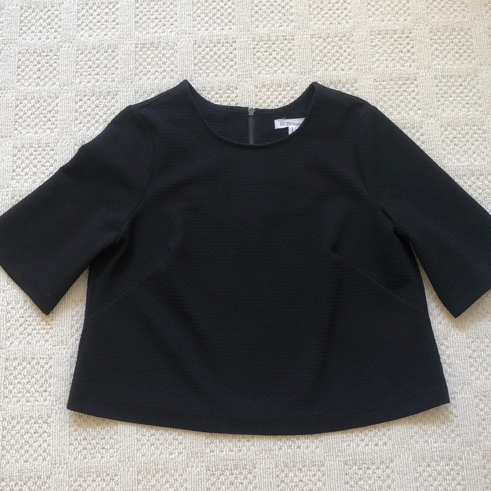 BCBGeneration Black 3/4 Cropped Top